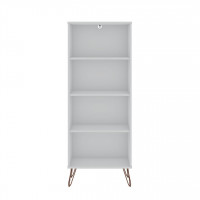 Manhattan Comfort 139GMC1 Rockefeller Bookcase 1.0 with 4 Shelves and Metal Legs in White